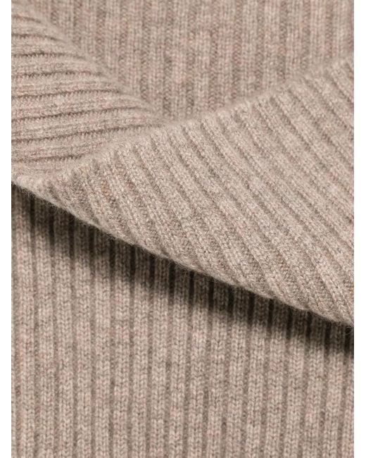 Bompard Gray Ribbed Cashmere Rectangular Snood Scarf