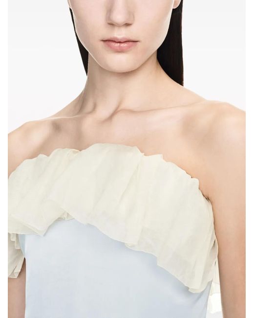 Off-White c/o Virgil Abloh White Ruffle-Trim Bandeau Midi Dress
