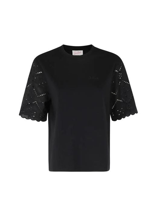 Mc2 Saint Barth Black Maisa Scallop-Edge T-Shirt