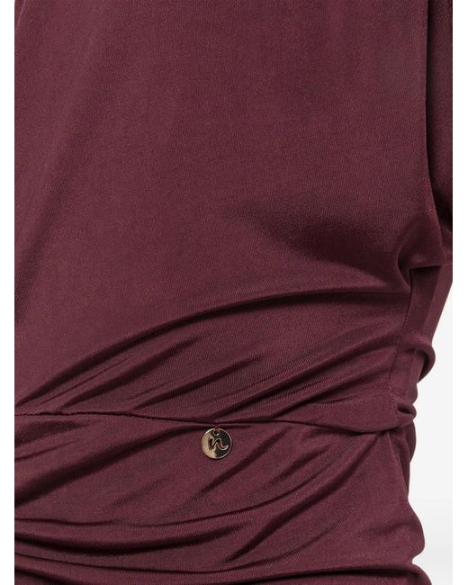 Nissa Red Ruched Midi Dress