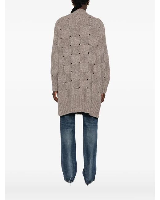 ELY ELY Gray Check-Knit Cardigan