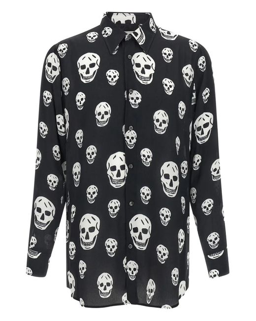 McQueen Overhemd Met Doodskopprint in het Black voor heren