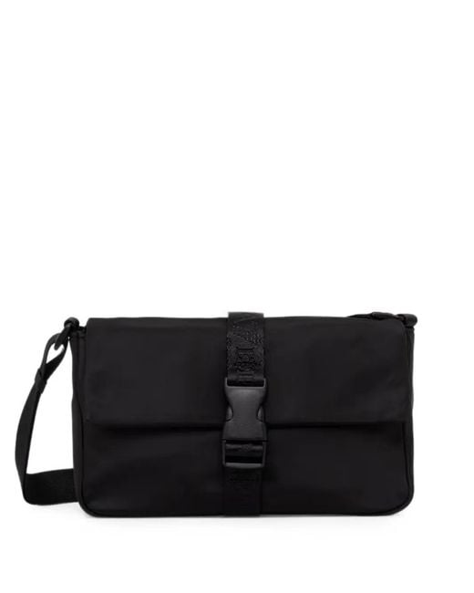 EA7 Black Logo-Trim Shoulder Bag