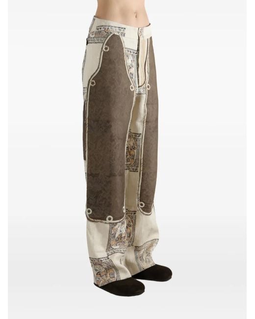 Commun's Gray Patterned Panelled Trousers