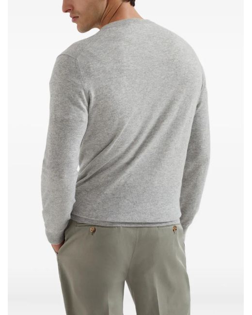 Brunello Cucinelli Classic Crew Neck Sweater in Gray für Herren