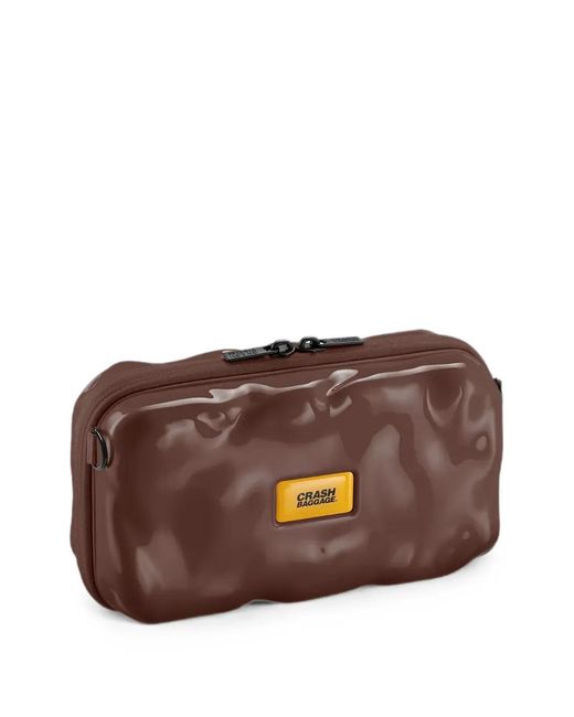 Crash Baggage Brown Mini Icon Dented-Effect Crossbody Bag