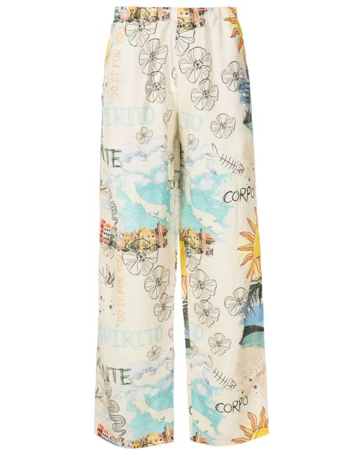 Amir Slama White Graphic-Print Elastic-Waist Trousers for men