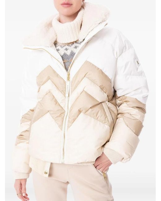 Bogner Natural Valea Chevron-Pattern Quilted Ski Jacket