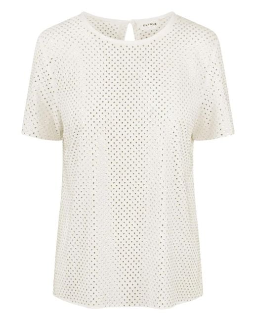 P.A.R.O.S.H. White Rhinestone-Embellished Blouse
