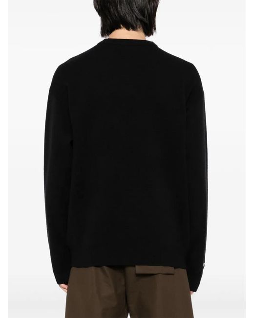 Aape By A Bathing Ape Black Moonface-Logo Crew-Neck Jumper for men