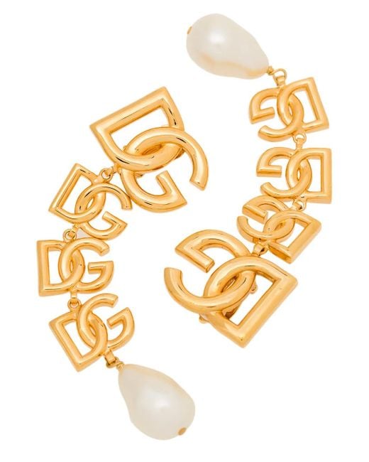 Dolce & Gabbana Metallic Clip-On Earrings With Dg Logo