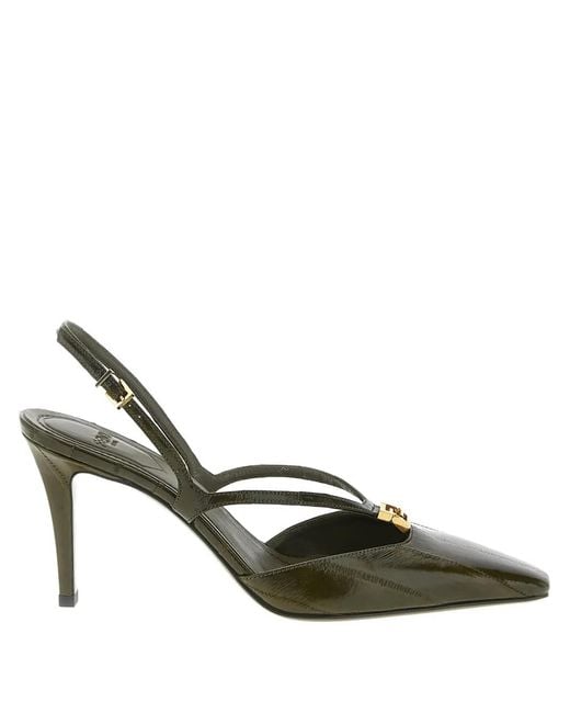 Fendi Metallic 85Mm Ffold Slingback Pumps