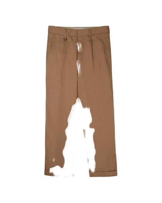 Paolo Pecora White Pleated-Detail Straight-Leg Trousers for men