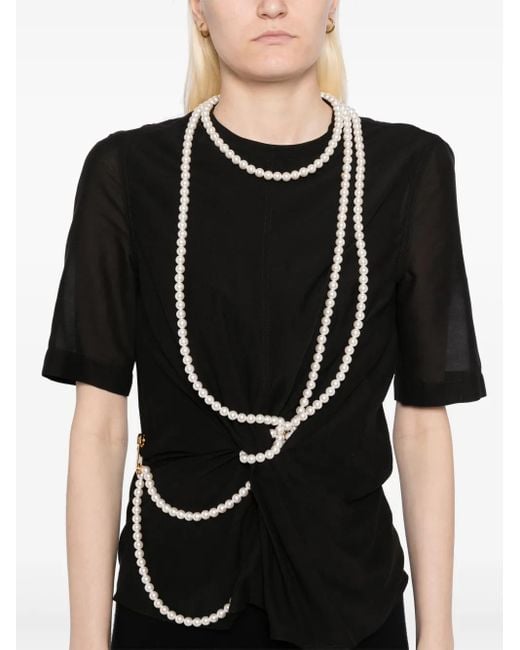 T-Shirt Con Decorazione Di Perle di Moschino in Black