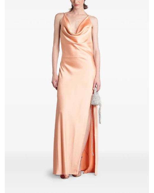ANDAMANE Orange Cowl-Neck Backless Maxi Dress