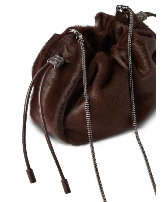 Brunello Cucinelli Mellow バケットバッグ ミニ Brown