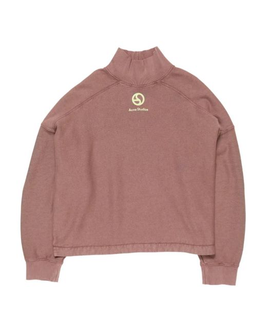 Jersey con logo y cuello alto Acne de color Brown