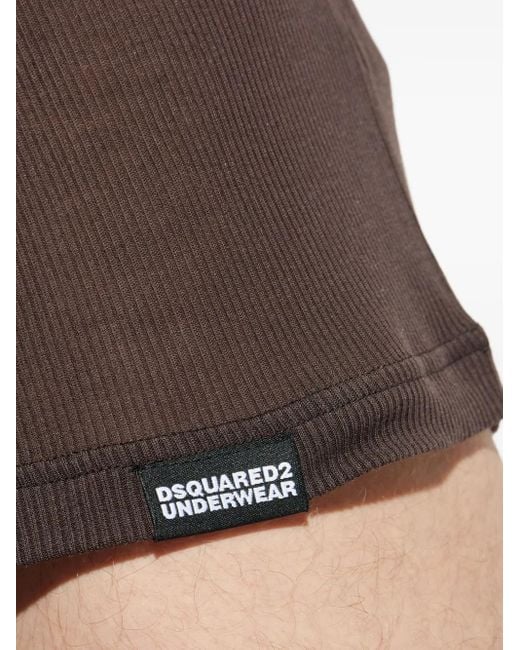 DSquared² Brown Ribbed Tank Top for men