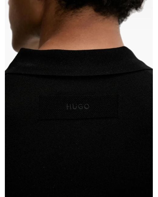 Polo Con Logo Ricamato di HUGO in Black da Uomo