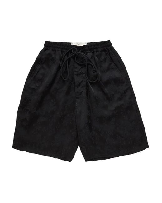 Song For The Mute Black Elasticated Floral-Pattern Shorts for men