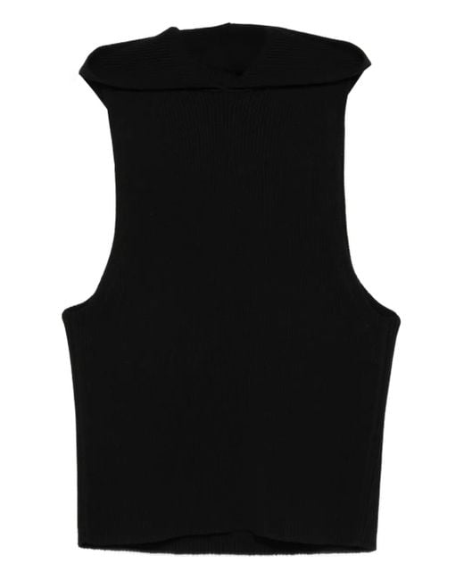 Canotta A Coste Con Cappuccio di Rick Owens in Black da Uomo