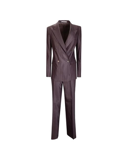 Traje A Rayas Con Doble Botonadura Tagliatore de color Purple