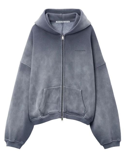 Alexander Wang Blue Embroidered Logo Hoodie for men
