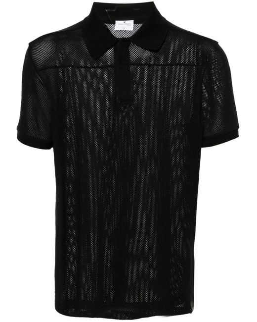 Courreges Black Mesh Polo Shirt for men