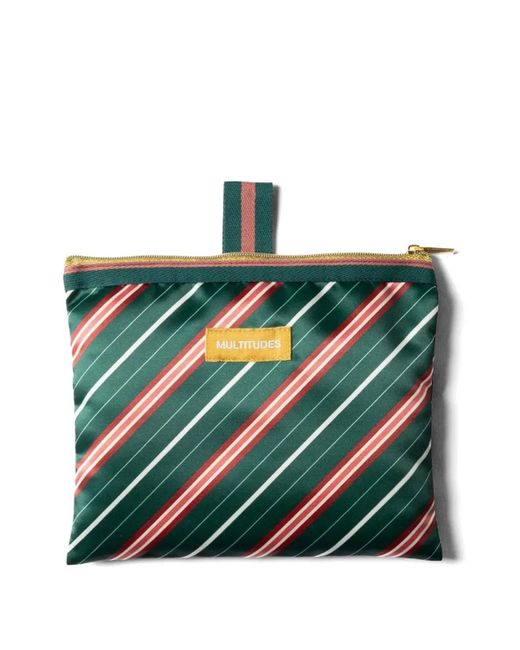MULTITUDES BAGS Green Stella Pleated Striped Tote Bag