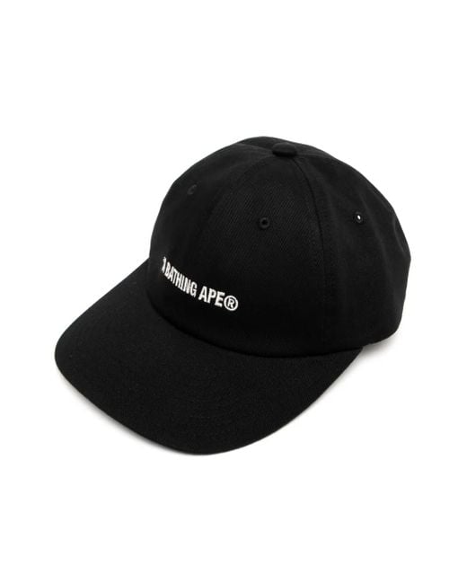メンズ A Bathing Ape ロゴ キャップ Black