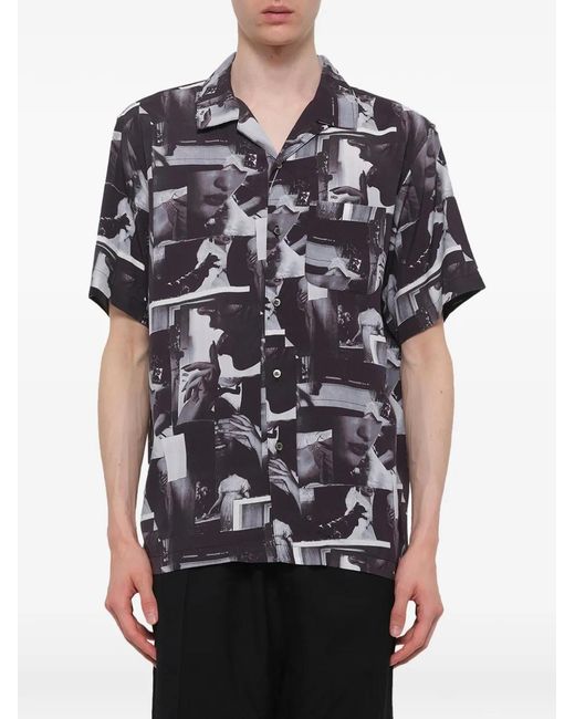 Camisa Estampada vowels de hombre de color Black
