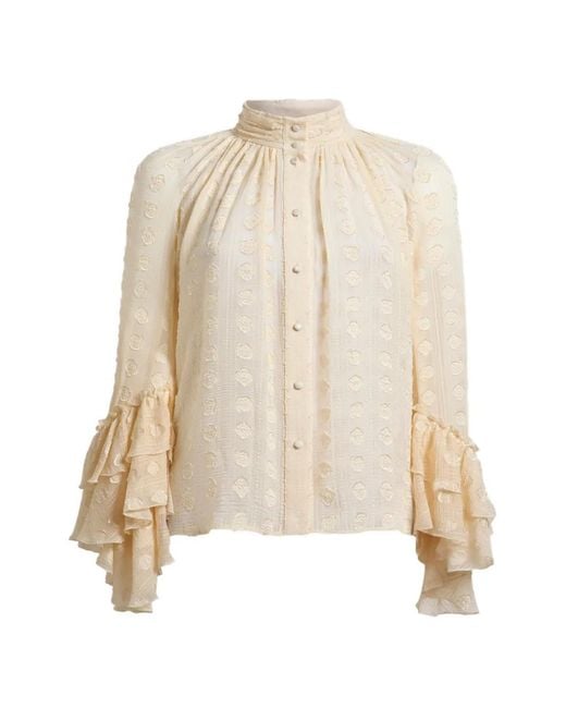 Etro White Jacquard Shirt With Ruffles And Fil Coupé