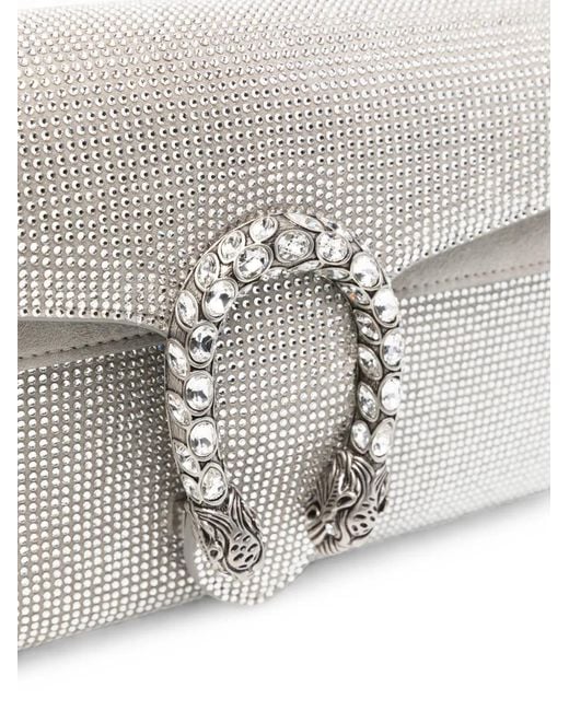 Gucci White Dionysus Crystal-Embellished Shoulder Bag