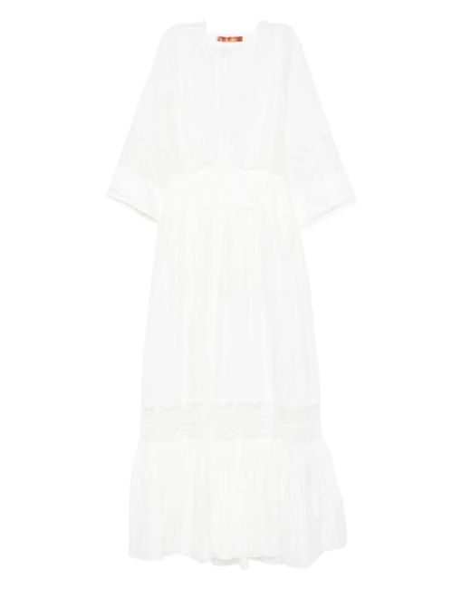 Ermanno Scervino Women's White Lace-trimmed Tiered Dress - thefunkyskunk.ie