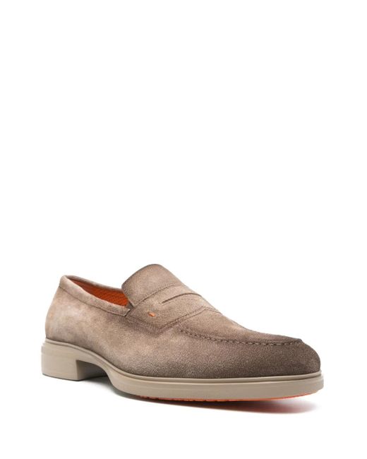 Santoni Brown Easy Loafers for men