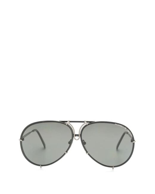 Porsche Design Gray 50Y Pilot-Frame Sunglasses for men