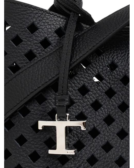 Tod's Black Micro Apa Perforated-Leather Tote Bag