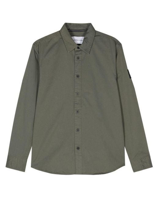 Chemise en coton à patch logo Calvin Klein pour homme en coloris Green