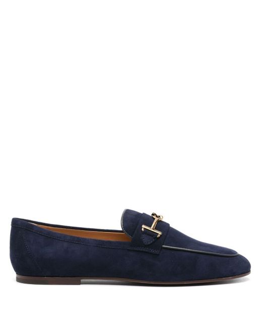 Tod's Blue Logo-plaque Leather Loafers