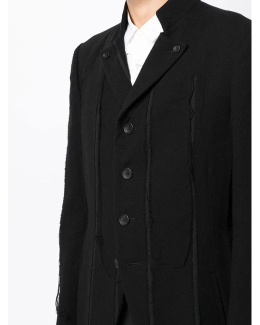 Yohji Yamamoto Black Button-Up Long-Sleeve Blazer for men