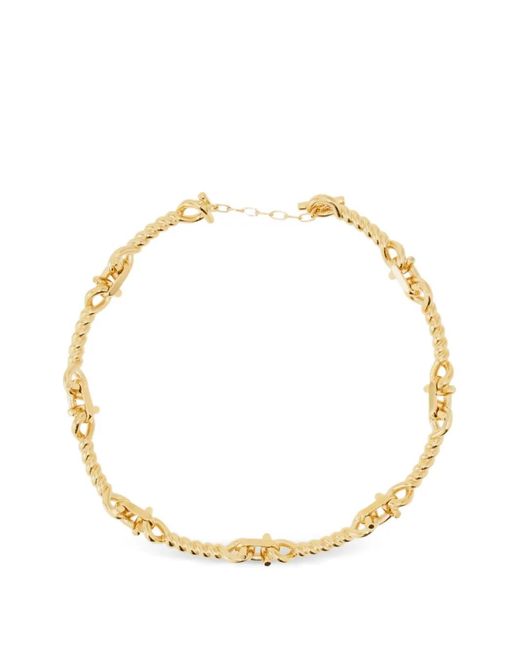 Ferragamo Metallic Twisted Chain Gancini Necklace
