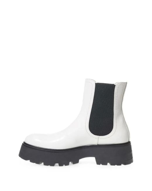 McQueen White Platform Leather Chelsea Boots