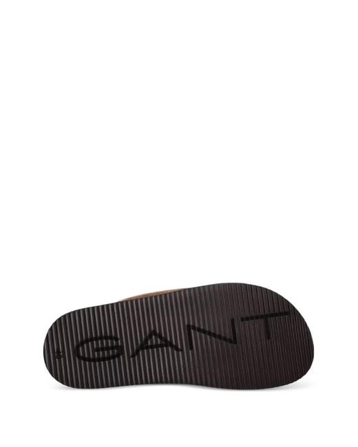 Gant Brown Buckle-Fastening Suede Slides for men