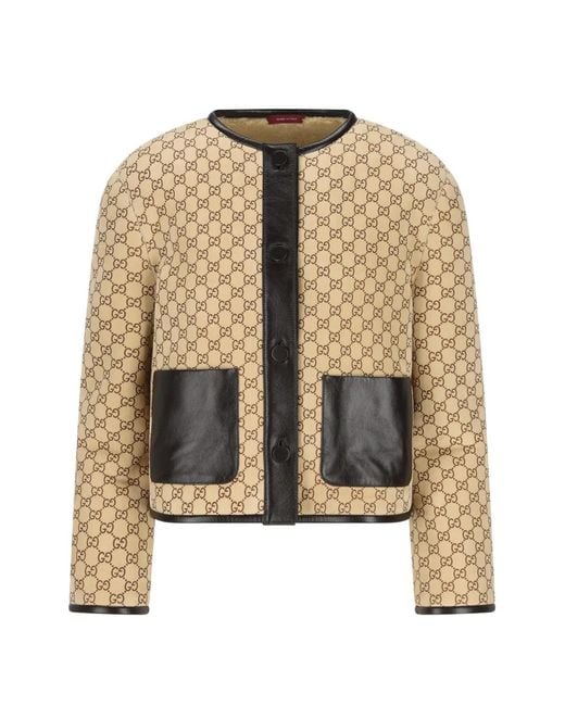 Gucci Natural Monogram Button-Fastening Jacket