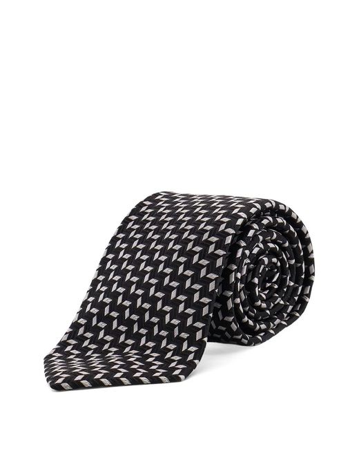 Giorgio Armani Black Geometric-Pattern Silk Tie for men