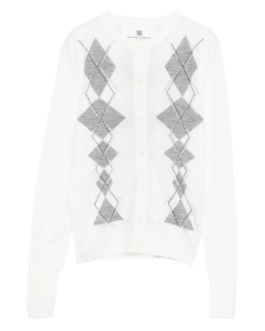 Ermanno Scervino White Diamond-pattern Cardigan
