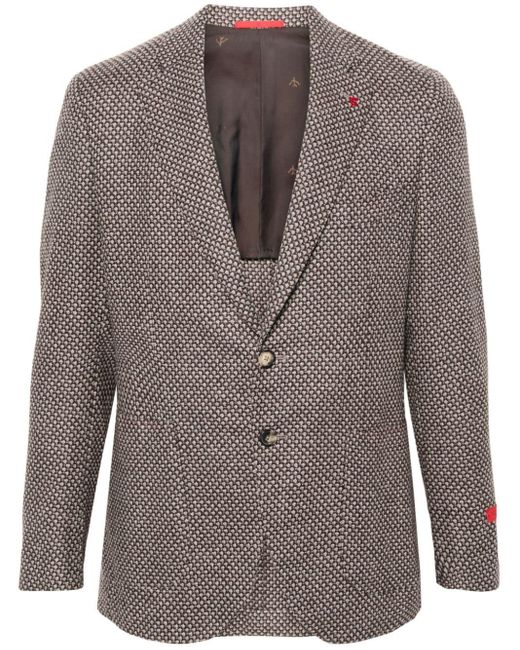 Isaia Brown Single-breasted Blazer for men