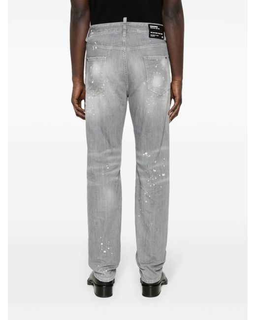 Jeans dritti con effetto schiarito di DSquared² in Gray da Uomo