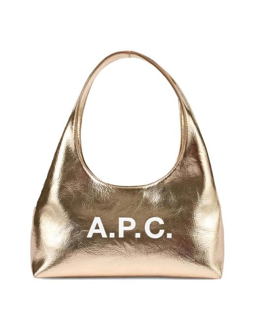 A.P.C. Natural Mini Ninon Metallic Logo Shoulder Bag