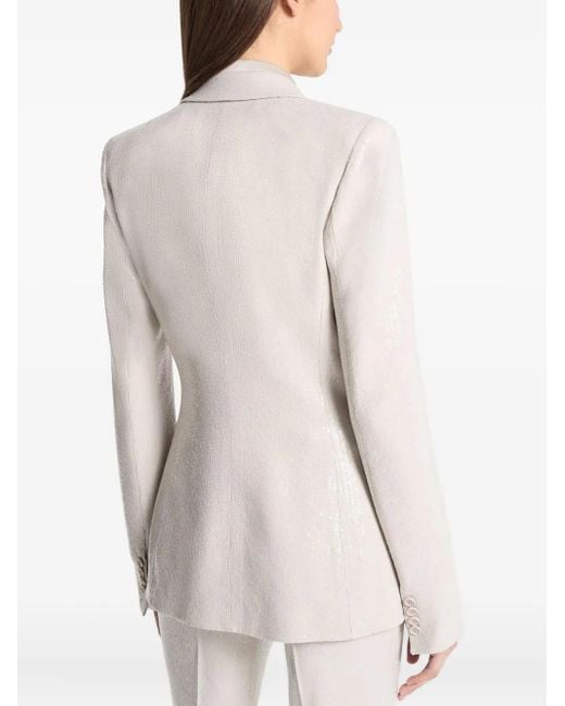 Michael Kors White Georgina Sequin-Embellished Single-Breasted Blazer